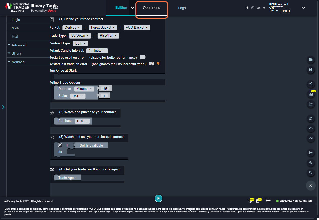 Click on Operations