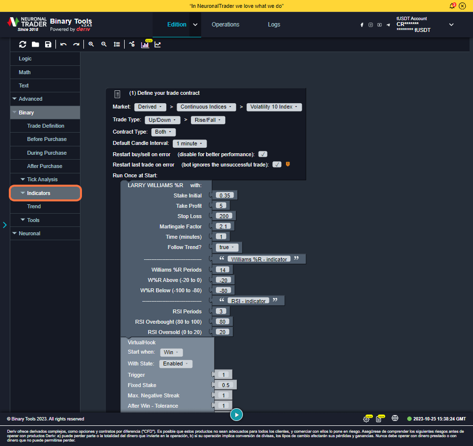 Select the Indicators section